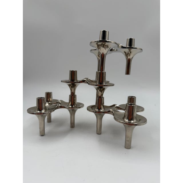Mid-Century Modern Silver-Plated Taper Holders by Stoff for BMF, West Germany, 1950s, Set of 4 For Sale - Image 11 of 14