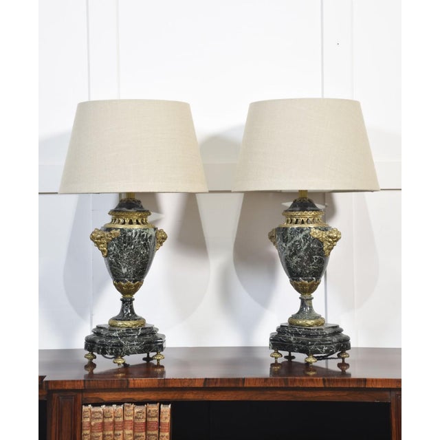 French Ormolu Mounted Marble Table Lamps, 1920s, Set of 2 For Sale - Image 9 of 9