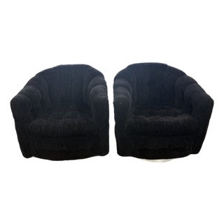 1973 Milo Baughman for Thayer Coggin Swivel Tub Lounge Chairs – Pair – Original Labels For Sale