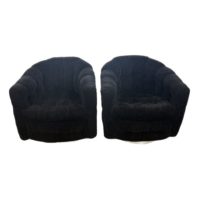 1973 Milo Baughman for Thayer Coggin Swivel Tub Lounge Chairs – Pair – Original Labels For Sale