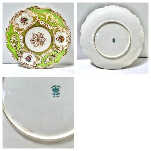 Vintage Apple Green English Coalport Dinner Plates - Set of 7 For Sale - Image 9 of 11