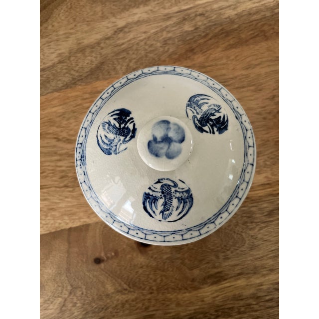 1960s Chinese Lidded Rice Bowls in Blue & White-Set of 4 For Sale In Houston - Image 6 of 10