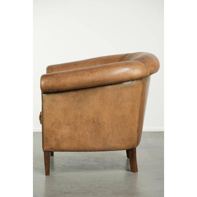2000 - 2009 Vintage Sheepskin Club Armchair in Light Cognac For Sale - Image 5 of 13