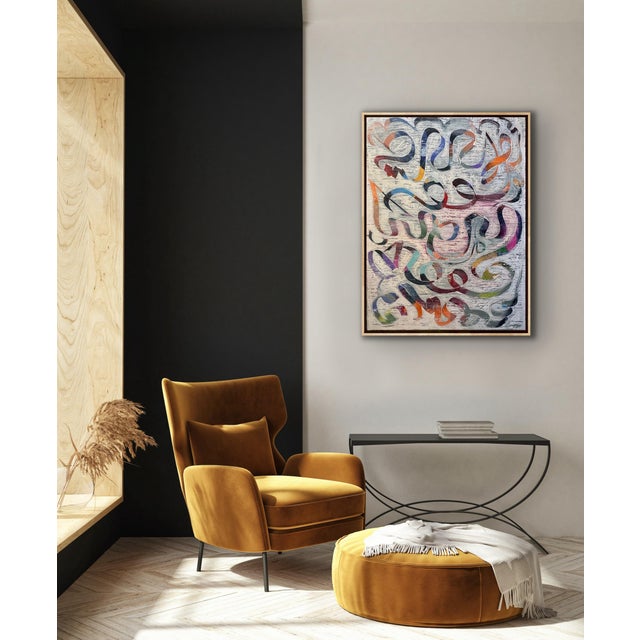Textile Original Abstract Painting Titled “Feted” by Pamela Harmon, Framed For Sale - Image 7 of 10