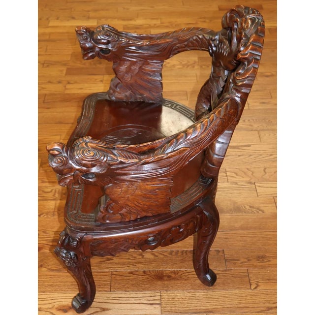 Wood Antique Late 19th Century Meiji Japanese Dragon Carved Chair For Sale - Image 7 of 7