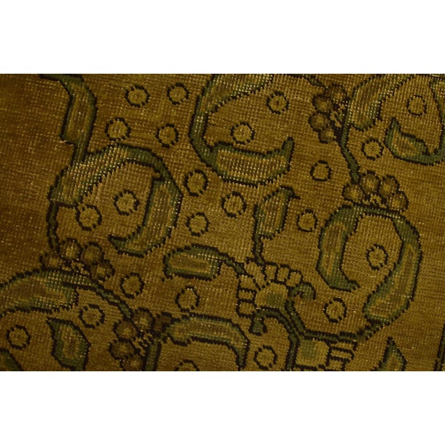 Tabriz Rug 9’9” X 11’11” Gold Wool Vintage Overdyed Hand-Knotted Carpet For Sale - Image 4 of 15