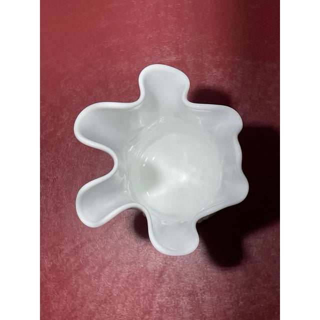 Vintage Fenton Milk Glass Vase Hobnail Handkerchief Swung Vase For Sale - Image 6 of 8