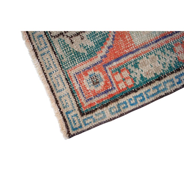 Turkish Hand Knotted Small Rug Distressed Doormat Kitchen Entrtyway Deco - 2′4″ × 4′4″ For Sale - Image 9 of 16