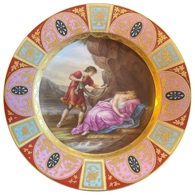Set of 6 Royal Vienna Porcelain Plates W/ Hand-Painted Scenes. Late 19th Century For Sale In Los Angeles - Image 6 of 11