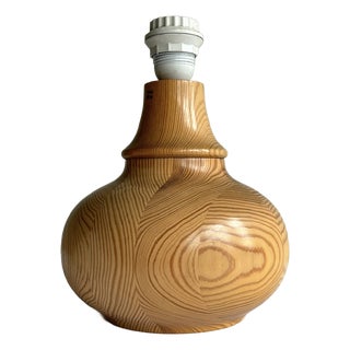 Turned Pine Table Lamp from Solbackens Svarveri, 1970s For Sale