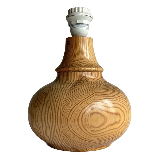 Turned Pine Table Lamp from Solbackens Svarveri, 1970s For Sale