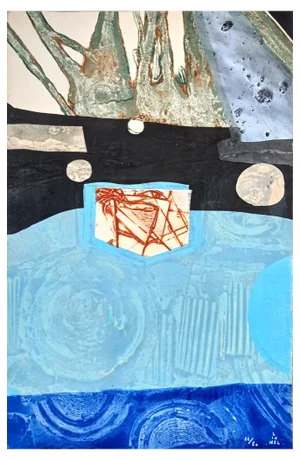 Lionel Perrotte, Abstract Composition, Original Carborundum Etching, 1980s