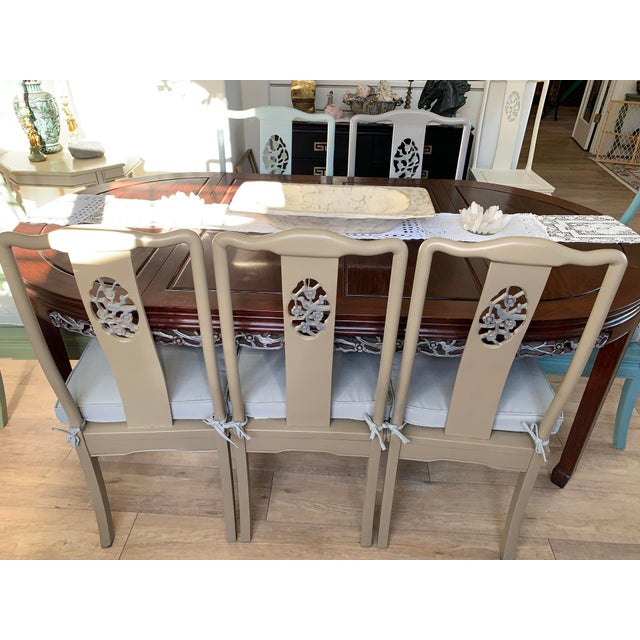 a*n様 アジアン 一刀彫りテーブル Vintage Midcentury Asian Chinoiserie Dining Table and Chairs