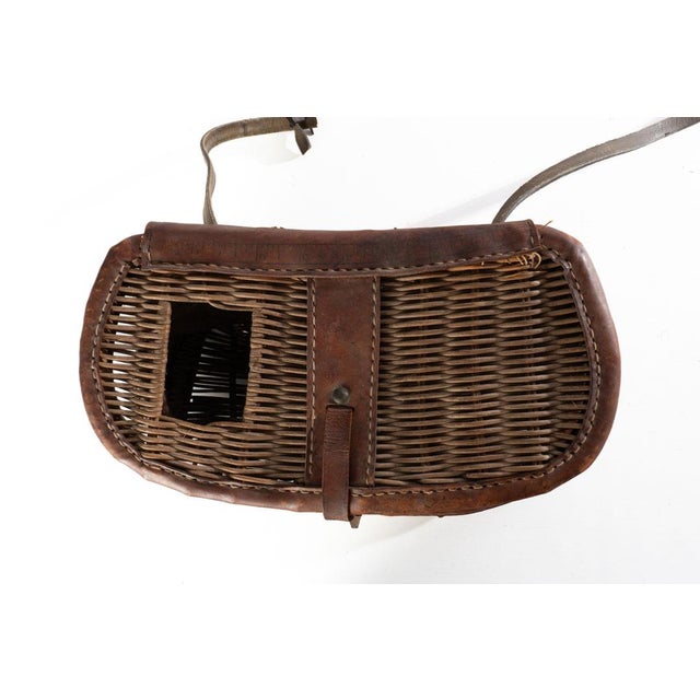 Cabin Early 20th Century Fishing Creel Wicker Basket For Sale - Image 3 of 8