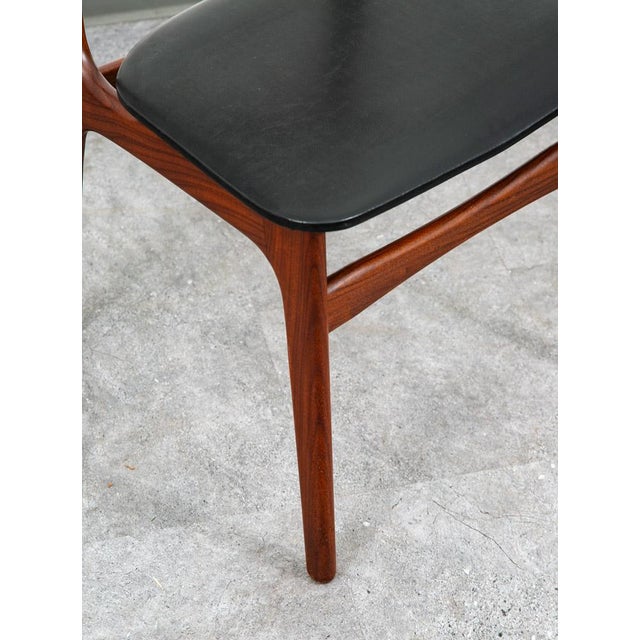 1960s Mid Century Danish Modern Dining Chairs Black Leather Set 2 Pair Teak Elgaard Nm For Sale - Image 12 of 12