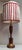 Large Vintage Table Lamp with Mahogany Base, Brass Trim and Fabric Shade, 1970s For Sale - Image 4 of 9
