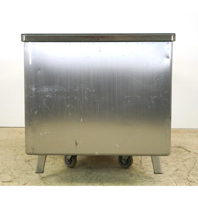 Vintage Industrial Steel Office Desk With Glass Top For Sale - Image 11 of 12