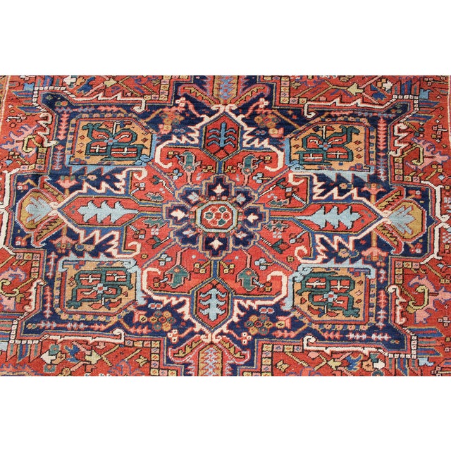 Antique Colorful Persian Heriz Rug With Geometric Patterns and Intricate Design 8'3"x10'4" For Sale In Atlanta - Image 6 of 8