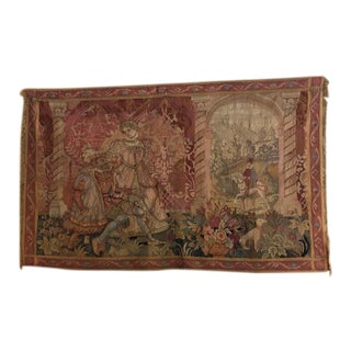 Antique Mounted European Tapestry For Sale