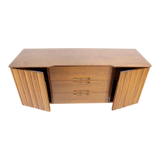 Nice Danish modern style long walnut credenza dresser. Made in the early 20th century.