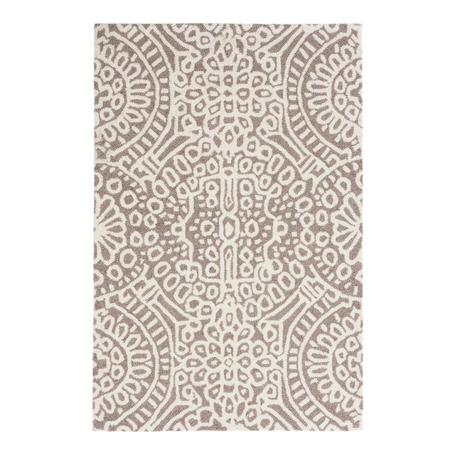 Dash & Albert by Annie Selke Temple Taupe Micro Hooked Wool Rug, 5' x 8' For Sale