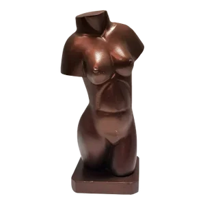 Mid Century Female Nude Figure Bust Wood Carving in Bronze Finish