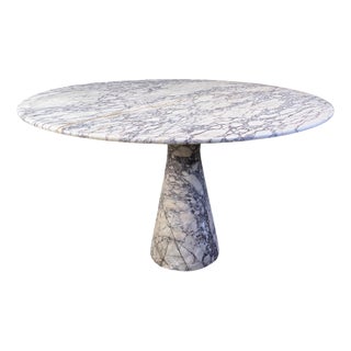 Vintage Round Marble Dining Table, 1970s For Sale