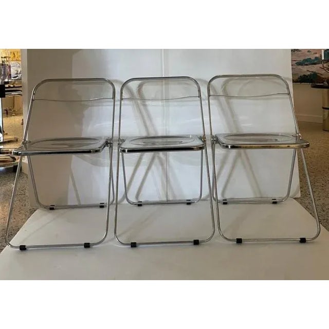 Castelli Plia Folding Chairs in Lucite and Chrome - A Set of 3 For Sale - Image 13 of 13
