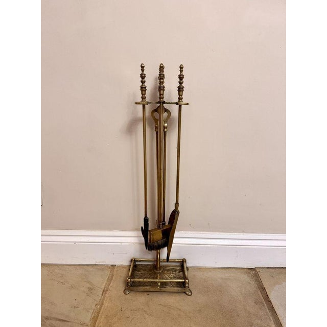 Gold Antique Edwardian Brass Fire Companions, 1900, Set of 5 For Sale - Image 8 of 8