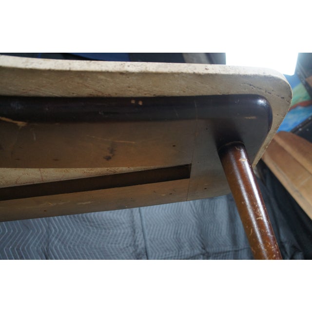 Mid Century Modern Sculptural Travertine Stone Walnut Boomerang Coffee Table MCM For Sale - Image 15 of 15