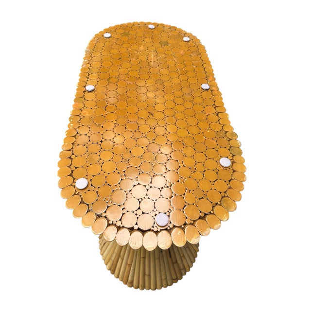 Coastal Vintage McGuire "Sheaf of Wheat" Oval Center Table, San Francisco, California, Circa 1970s/1980s For Sale - Image 3 of 12