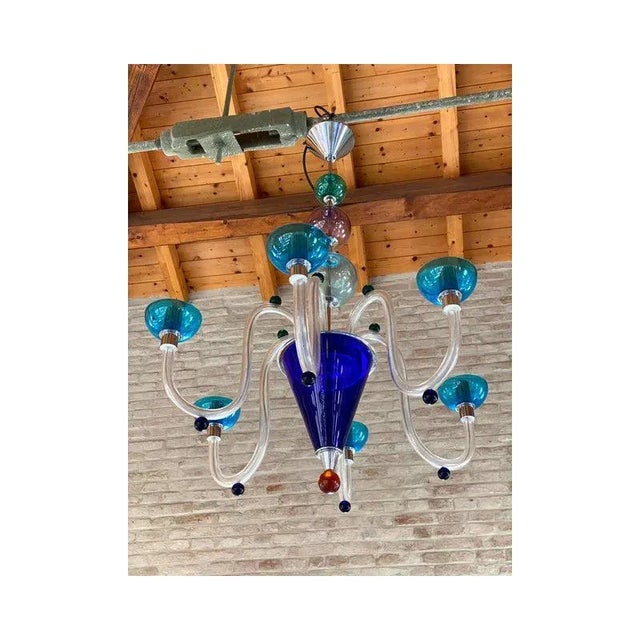 Vintage Multicolor Murano Glass Chandelier from Simoeng, 1980s For Sale - Image 6 of 11
