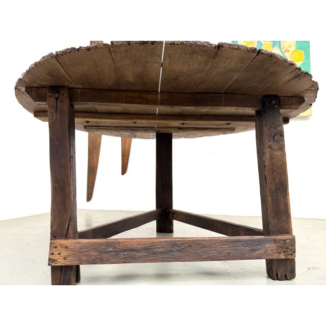 Wood Round Folk Art Table in Oak, 1880 For Sale - Image 7 of 18