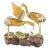 Vintage Chinese Metal Gilt Filigree and Enamel Cranes Figures on Wooden Stand For Sale