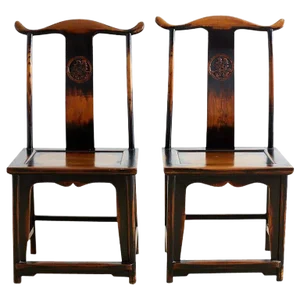Chinese Yoke Back Official's Hat Chairs - a Pair