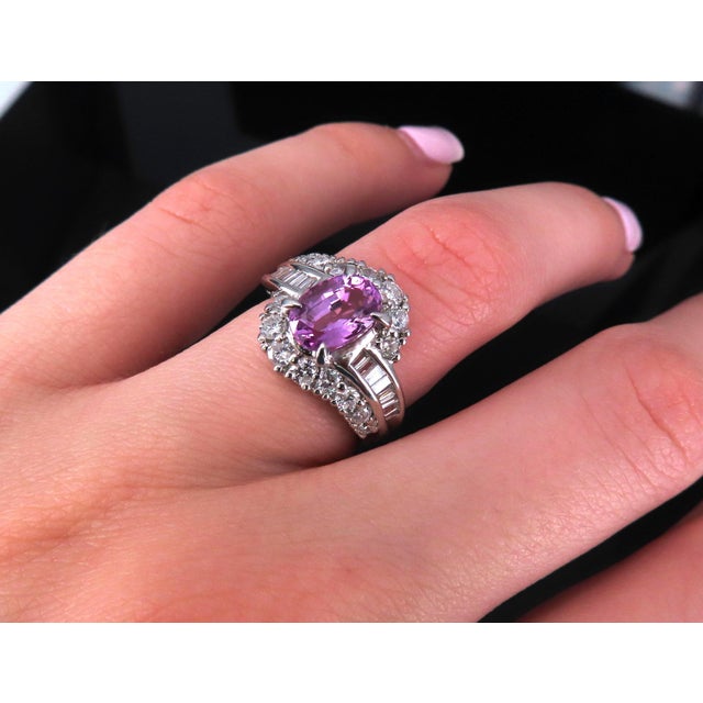 Title: Rare 2.02ct GIA Ceylon No Heat Pink Sapphire 1.00ct Diamond Platinum Ring Size 5.25 Age/Markings: Estate, weights...