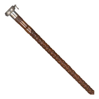 Rare Antique Gadget Cane Concealed Oil Lamp Lantern Walking Stick For Sale