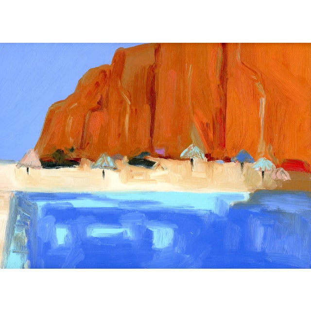 After David Hockney Abstract Poolside Beach Landscape Oil Painting by Alexandra Swistak For Sale - Image 9 of 11