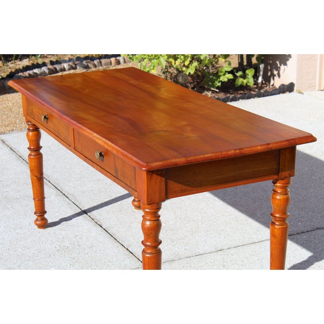 Brown Antique Early 20th Century Solid Wood Writing Table / Farmhouse Console Desk, Circa 1900–1920 For Sale - Image 8 of 17