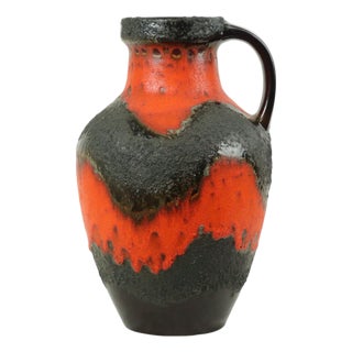 Large Orange Fat Lava Vase from Carstens Tönnieshof, West Germany, 1960s For Sale