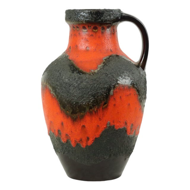 Large Orange Fat Lava Vase from Carstens Tönnieshof, West Germany, 1960s For Sale