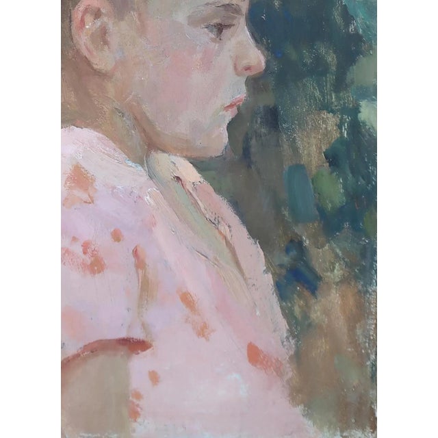 Vintage Child Portrait Oil Painting, Ukrainian Artist, 1989 55-40 For Sale - Image 6 of 6