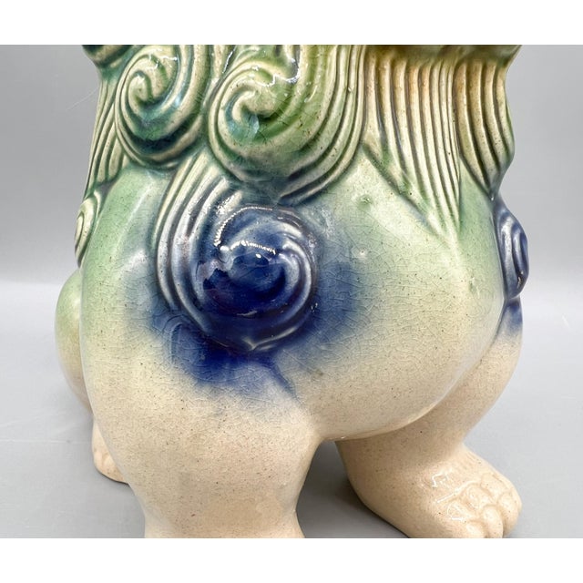 Large 1980s Chinese Sancai-Style Glazed Ceramic Foo Dog – Chinoiserie / Asian Traditional For Sale - Image 11 of 13