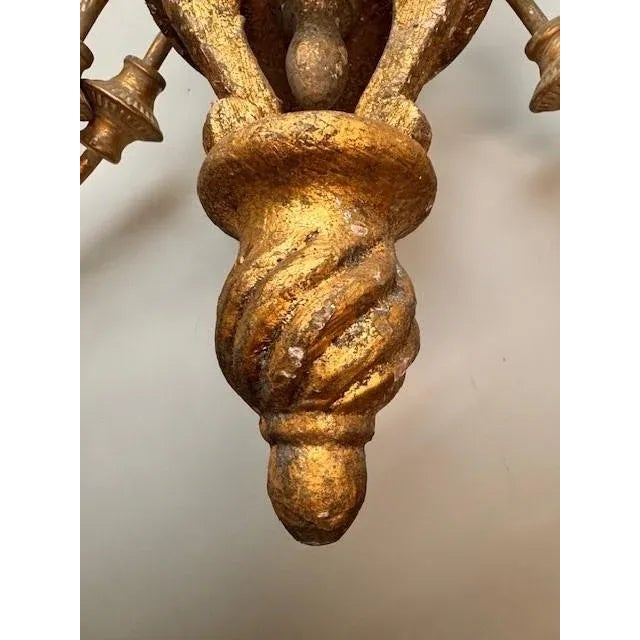 Wood 8-Light Carved Wood Chandelier For Sale - Image 7 of 10