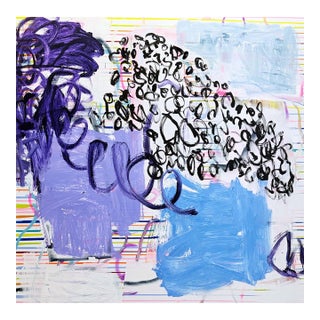 Contemporary Abstract Acrylic, Spray Paint, Ink on Canvas "No Down" by Manuela Karin Knaut For Sale