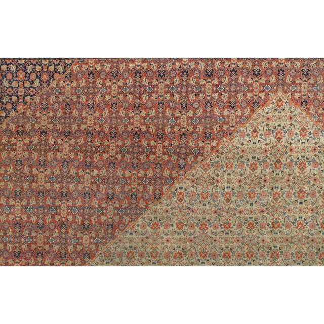 Late 19th Century Antique Tabriz Carpet, Hadji Jalili Persian Rug, Earth Tones, Ivory, Rust, Navy For Sale - Image 5 of 18
