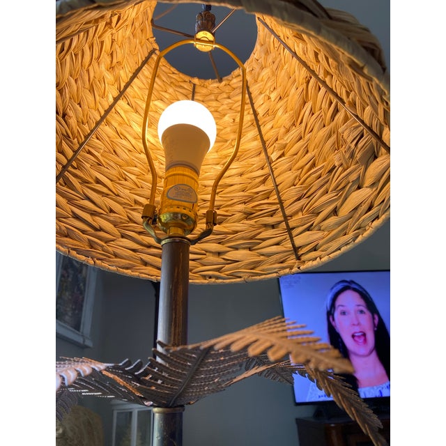 Vintage British Colonial Stacked Elephant Palm Tree Table Lamp For Sale - Image 11 of 12
