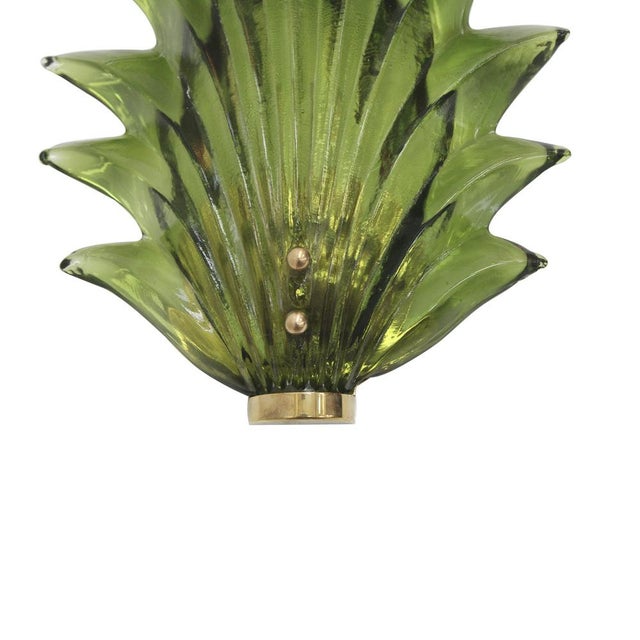 Floral Murano Glass Wall Sconces in Green, 2000, Set of 2 For Sale - Image 10 of 11