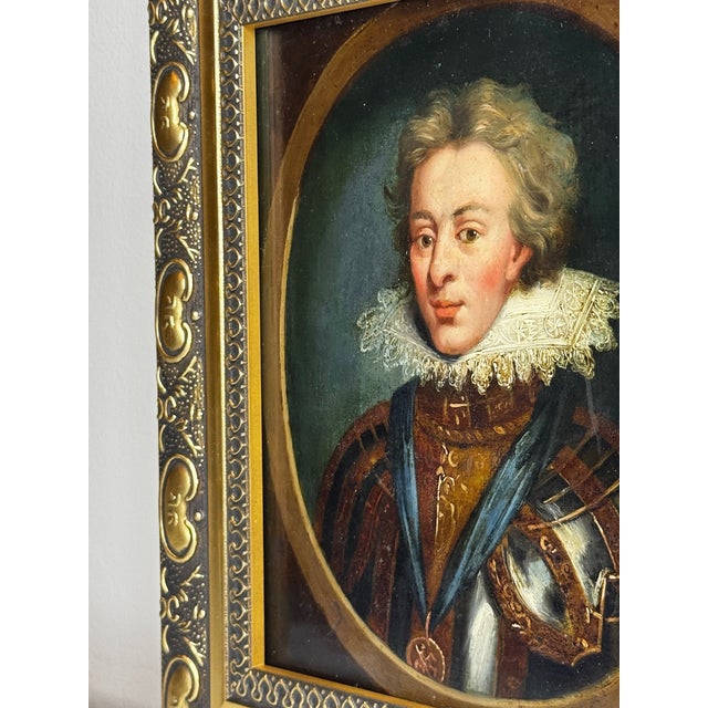 Portraiture Historic Oil Painting England’s Lost Heir: Henry Frederick, Prince of Wales in Ceremonial Armour Wearing Order of the Garter After Isaac Oliver C1840 For Sale - Image 3 of 18