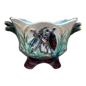 Cache Pot19th Century Majolica Insects Musicians Cachepot
